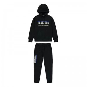 Trapstar Black Decoded Chenille 2.0 Κουκουλοφόρος Set ανδρικα μαυρα Greece | BB30-528