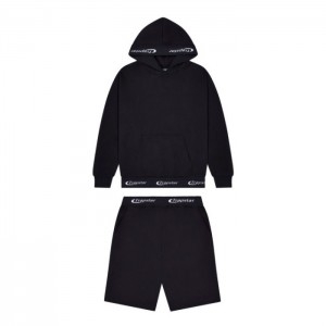 Trapstar Hyperdrive Rib Hoodie Shorts Set Set ανδρικα μαυρα Greece | ZJ43-345