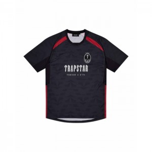 Trapstar Irongate Football Jersey μπλουζακια ανδρικα μαυρα κοκκινα Greece | MB08-395