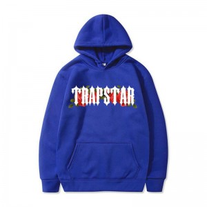 Trapstar Long Sleeve Φουτερ με Κουκουλα ανδρικα μπλε Greece | WR24-397