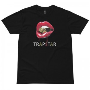 Trapstar Red Lips μπλουζακια ανδρικα κοκκινα μαυρα Greece | WY16-509