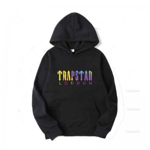 Trapstar Streetwear London Galaxy Φουτερ με Κουκουλα ανδρικα μαυρα Greece | DB46-007