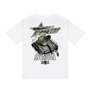 Trapstar Trap Invasion Tee μπλουζακια ανδρικα ασπρα Greece | RS77-084