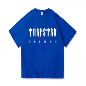 Trapstar X Hitman μπλουζακια ανδρικα μπλε Greece | AZ68-795