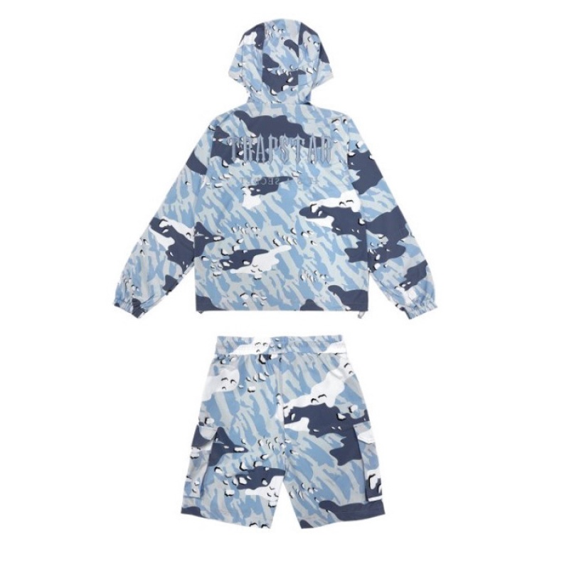 Trapstar Decoded Camo Windbreaker εξωτερικά ενδύματα ανδρικα μπλε καμουφλάζ Greece | XA28-707