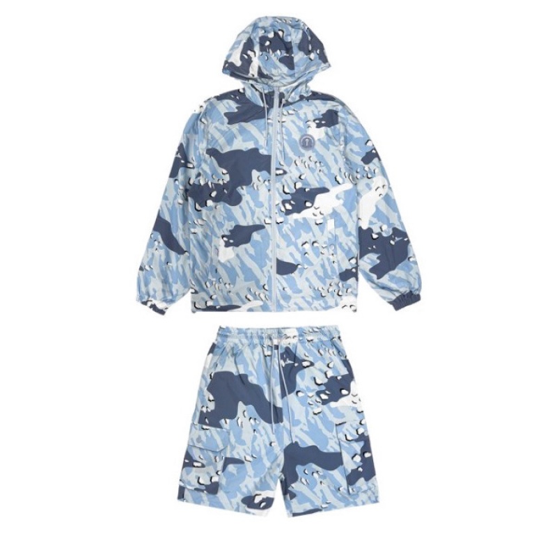 Trapstar Decoded Camo Windbreaker εξωτερικά ενδύματα ανδρικα μπλε καμουφλάζ Greece | XA28-707