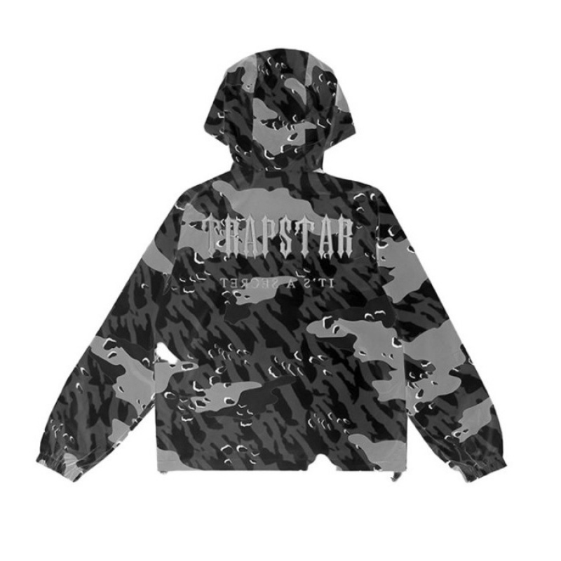 Trapstar Decoded Camo Windbreaker εξωτερικά ενδύματα ανδρικα μαυρα καμουφλάζ Greece | AR56-775