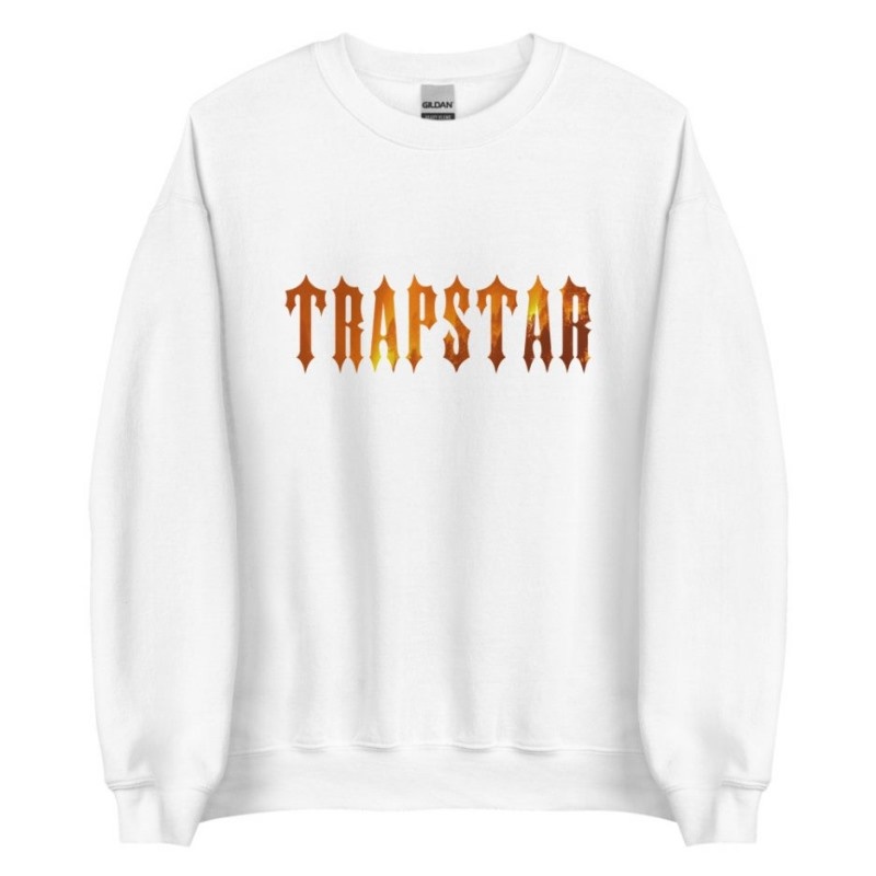 Trapstar Fire Logo Φούτερ ανδρικα ασπρα Greece | JS52-473