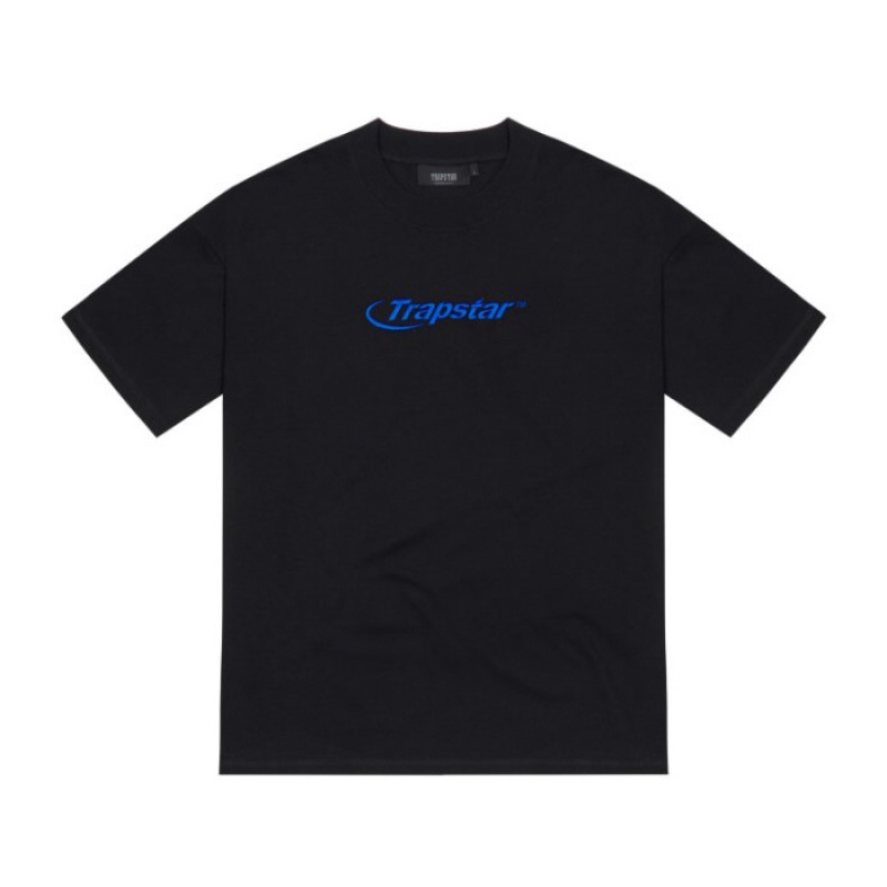 Trapstar Hyperdrive Embroidered Tee μπλουζακια ανδρικα μαυρα μπλε Greece | IJ06-169