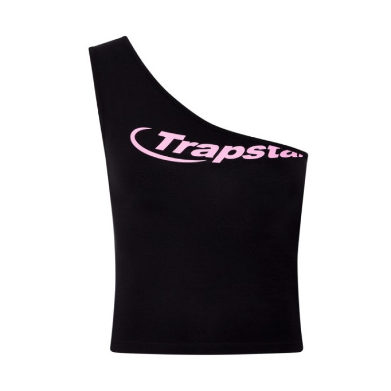 Trapstar Hyperdrive One Shoulder Vest Τοπ γυναικεια μαυρα ροζ Greece | RX90-573