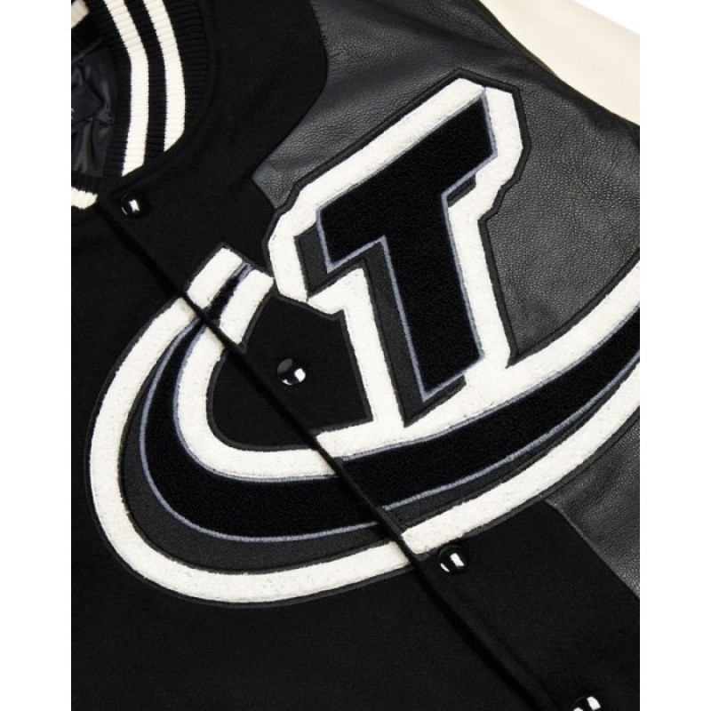 Trapstar Hyperdrive T Chenille Varsity Jacket εξωτερικά ενδύματα ανδρικα μαυρα ασπρα Greece | JC39-738