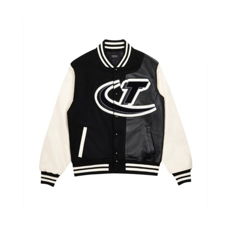 Trapstar Hyperdrive T Chenille Varsity Jacket εξωτερικά ενδύματα ανδρικα μαυρα ασπρα Greece | JC39-738