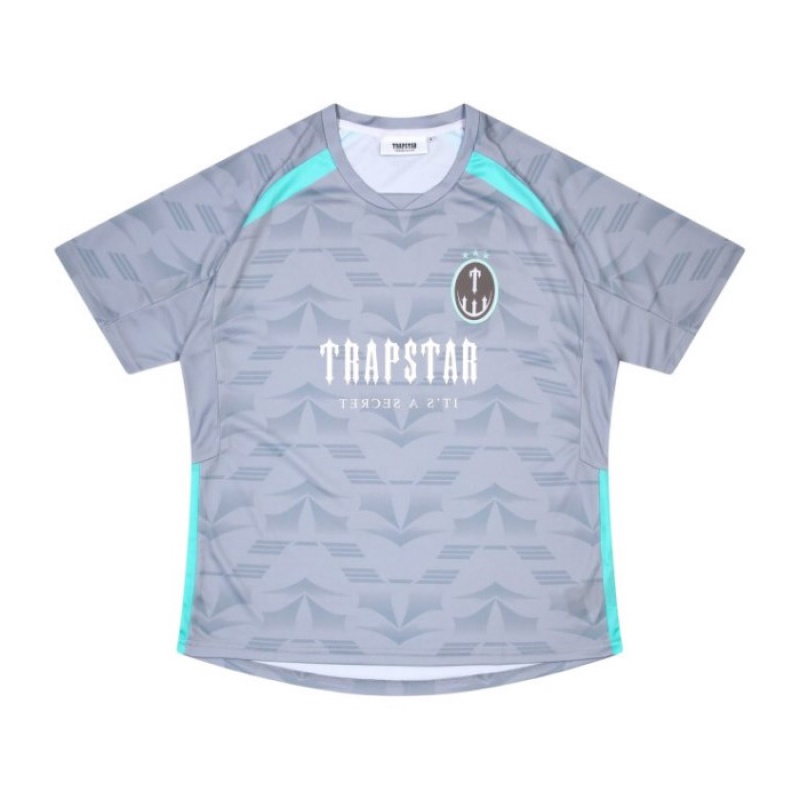 Trapstar Irongate Football Jersey μπλουζακια ανδρικα γκρι μπλε Greece | BD91-872