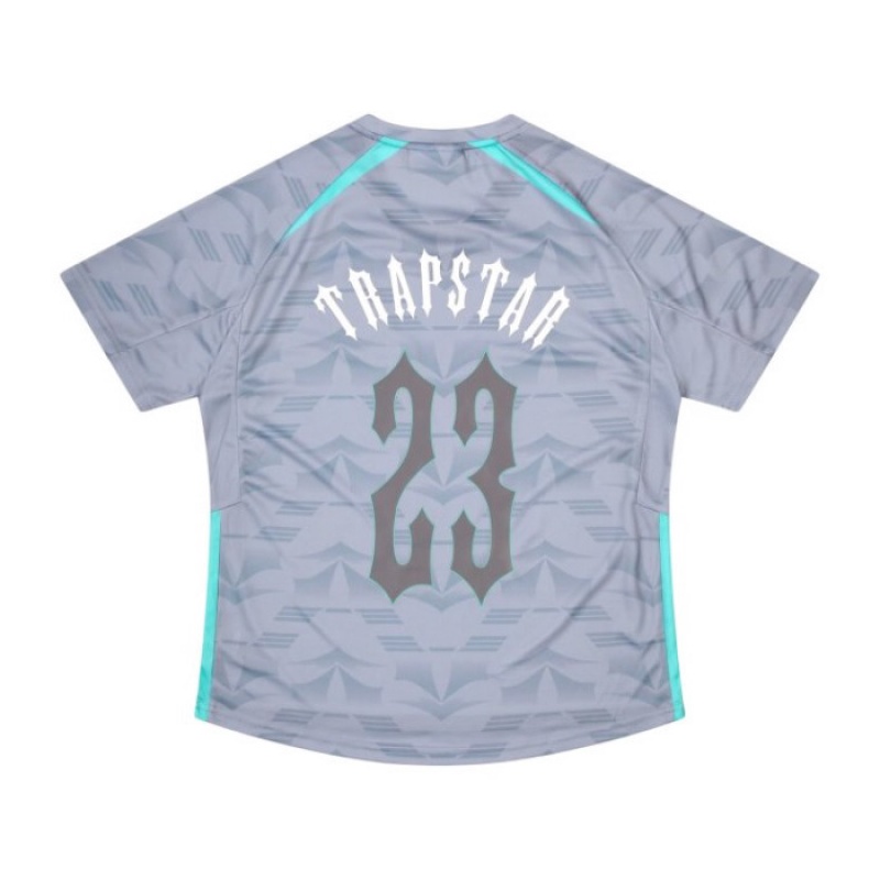 Trapstar Irongate Football Jersey μπλουζακια ανδρικα γκρι μπλε Greece | BD91-872