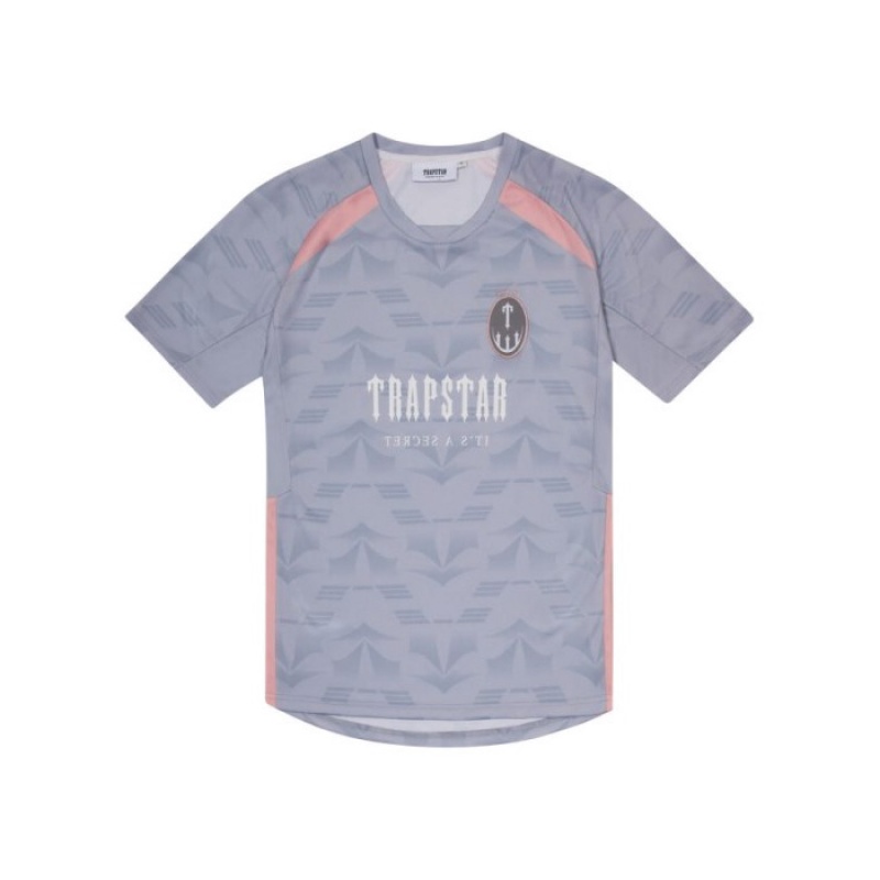 Trapstar Irongate Football Jersey μπλουζακια ανδρικα γκρι ροζ Greece | QK80-026