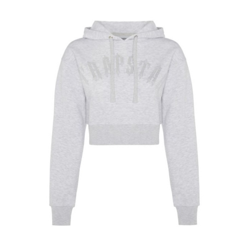 Trapstar Irongate Stud Cropped Hoodie Φουτερ με Κουκουλα γυναικεια γκρι Greece | XU90-608