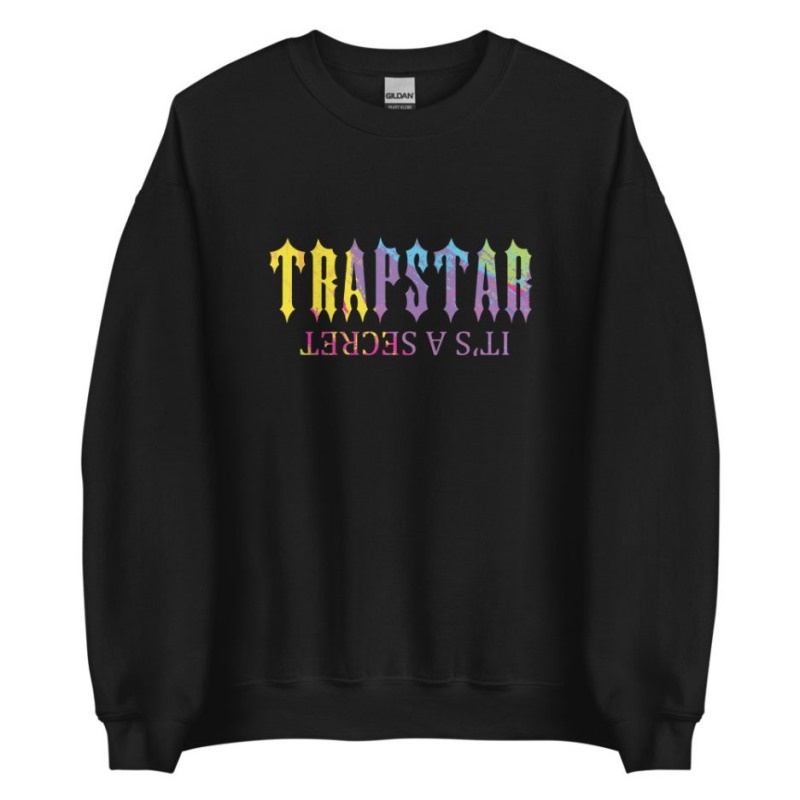 Trapstar It’s A Secret Print Logo Φούτερ ανδρικα μαυρα Greece | KP42-452