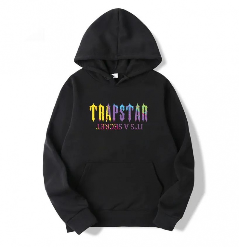 Trapstar It\'s a Secret Print Φουτερ με Κουκουλα ανδρικα μαυρα Greece | WO88-867