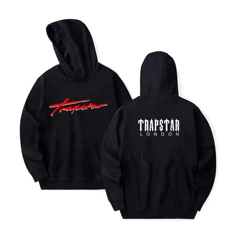 Trapstar London Logo Φουτερ με Κουκουλα ανδρικα μαυρα Greece | FK43-590