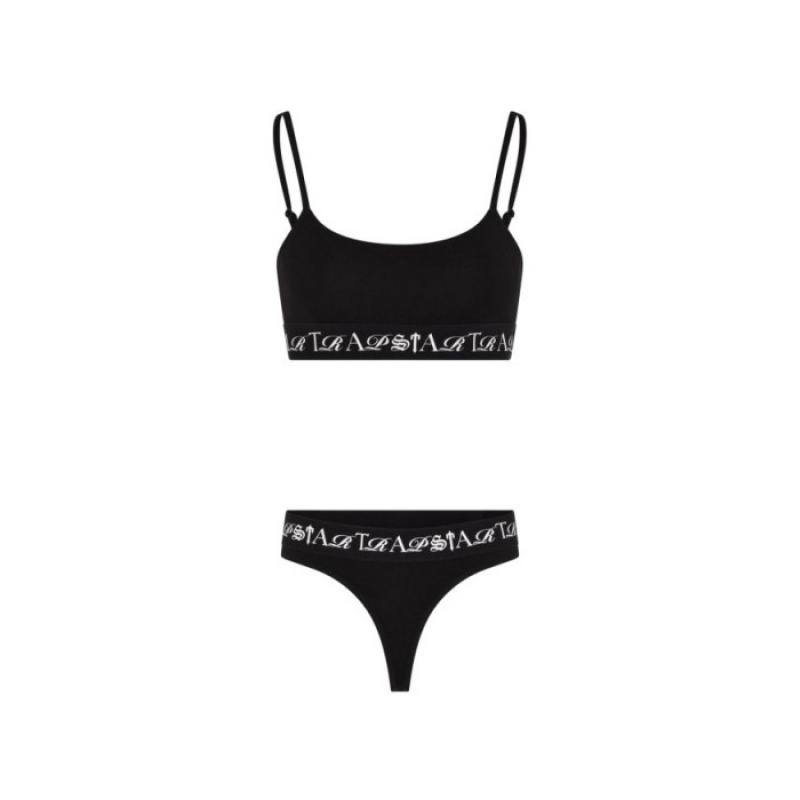 Trapstar Script Bra Τοπ γυναικεια μαυρα ασπρα Greece | FU85-119