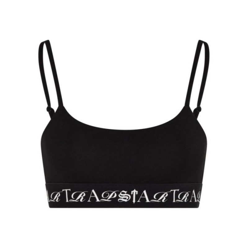 Trapstar Script Bra Τοπ γυναικεια μαυρα ασπρα Greece | FU85-119