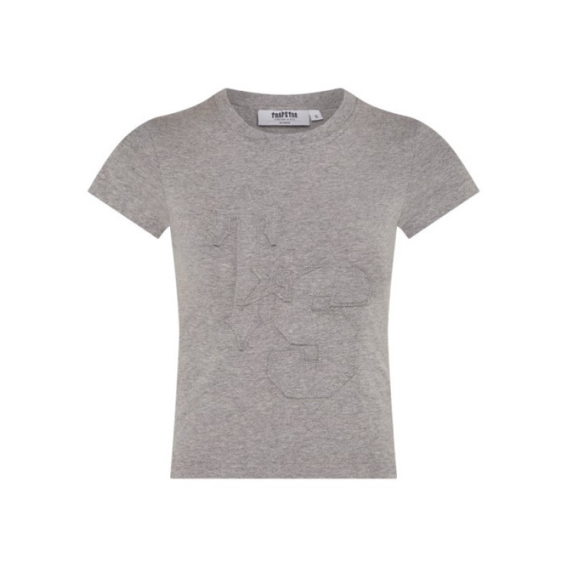 Trapstar TS-Star Applique Baby Tee Τοπ γυναικεια γκρι Greece | ZZ76-449