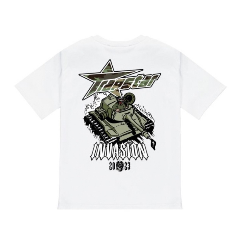 Trapstar Trap Invasion Tee μπλουζακια ανδρικα ασπρα Greece | RS77-084