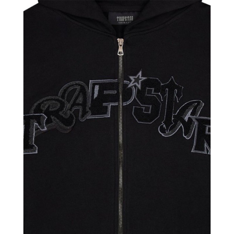 Trapstar Wildcard Chenille Zip Hoodie Set ανδρικα μαυρα Greece | SC22-275