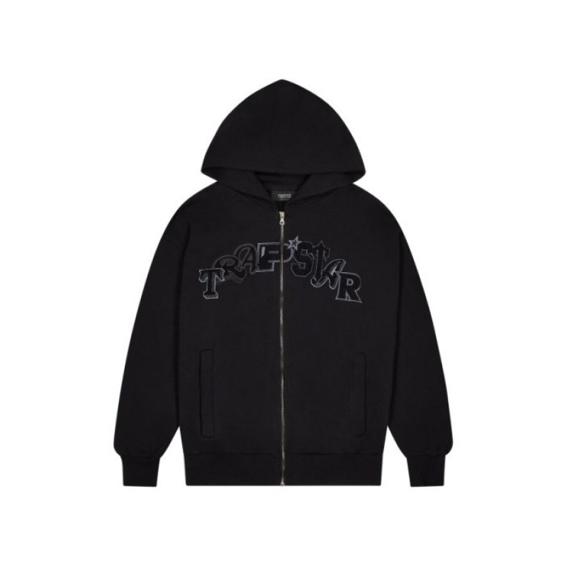 Trapstar Wildcard Chenille Zip Φουτερ με Κουκουλα ανδρικα μαυρα Greece | FP48-919